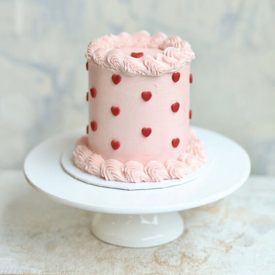 Valentin rózsszín szíves mini torta