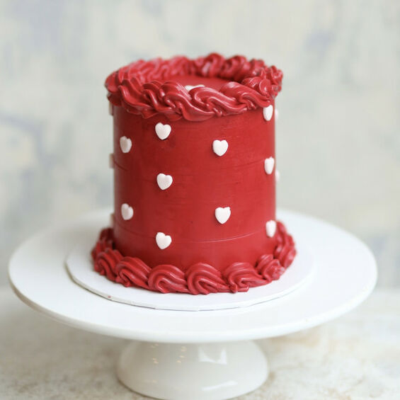 Valentin piros, szíves mini torta